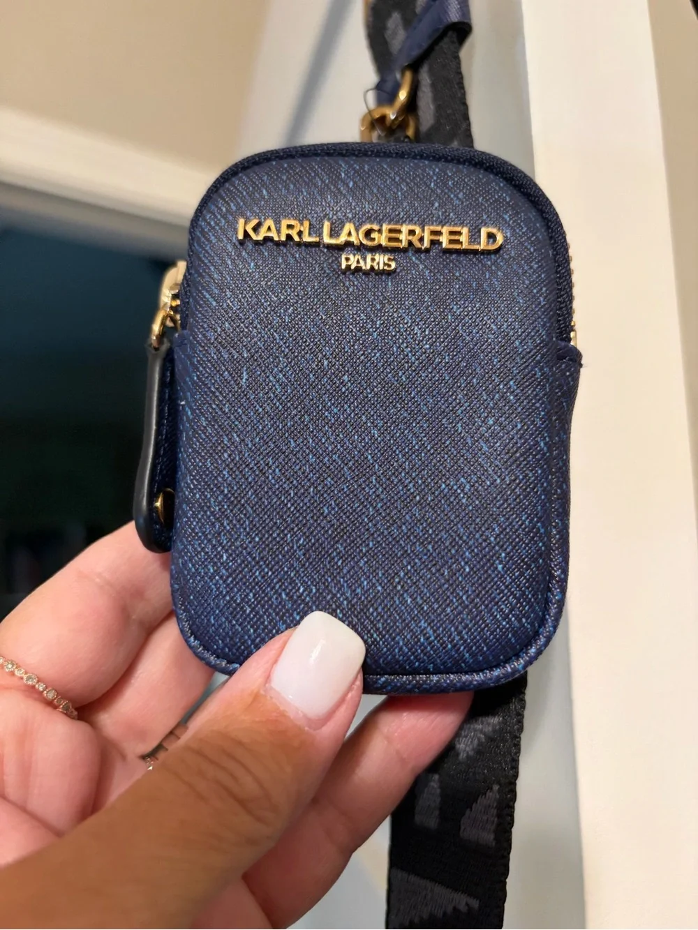 Karl Lagerfeld Navy Denim  Embellished Bag and Hat